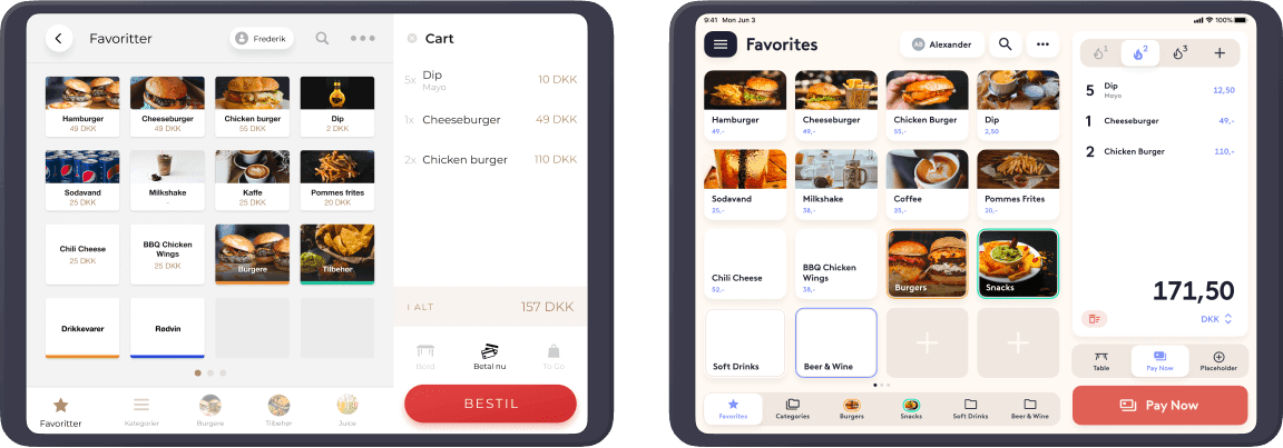 Old and new Point Of Sale design, side by side