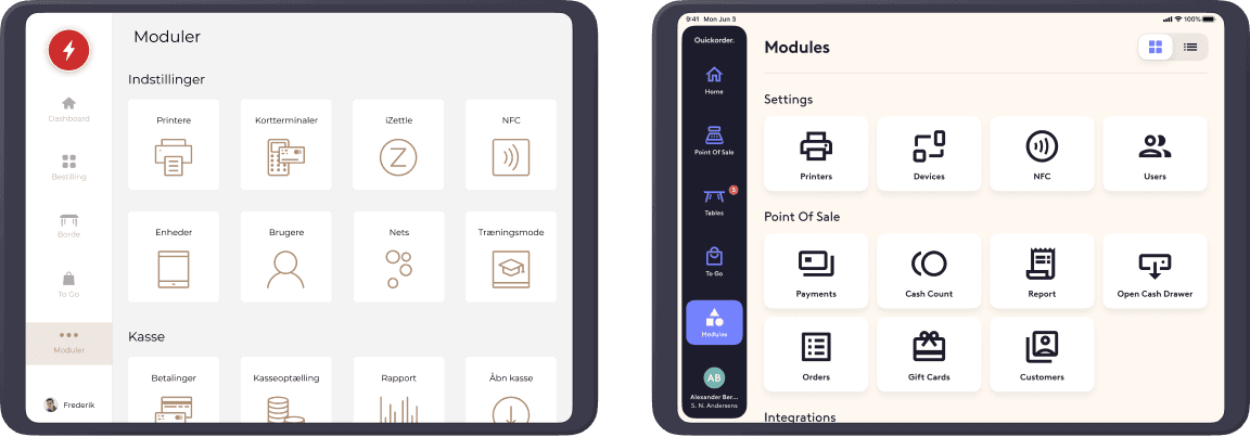 Old and new modules view from iPad, side by side