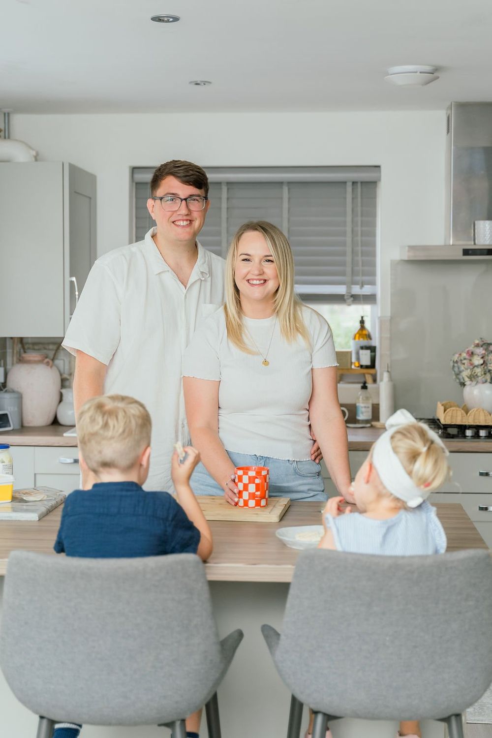Beth and her family at home