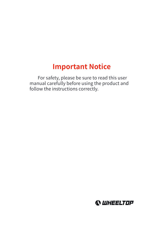 Important notice: read this user manual before use
