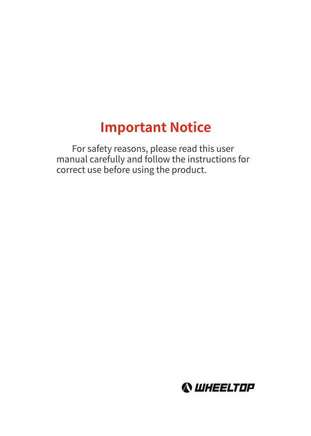 Important notice: read this user manual before use