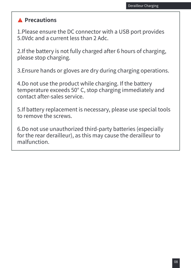Charging precautions list