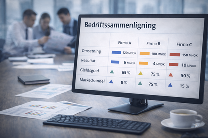 Sammenligning av selskaper basert på nøkkeltall, vekst og økonomisk utvikling.