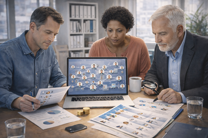 Avdekk relasjoner og forbindelser mellom personer for bedre innsikt i påvirkning, risiko og beslutningsmakt i næringslivet.