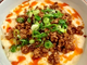 Soy milk tofu with spicy sesame pork