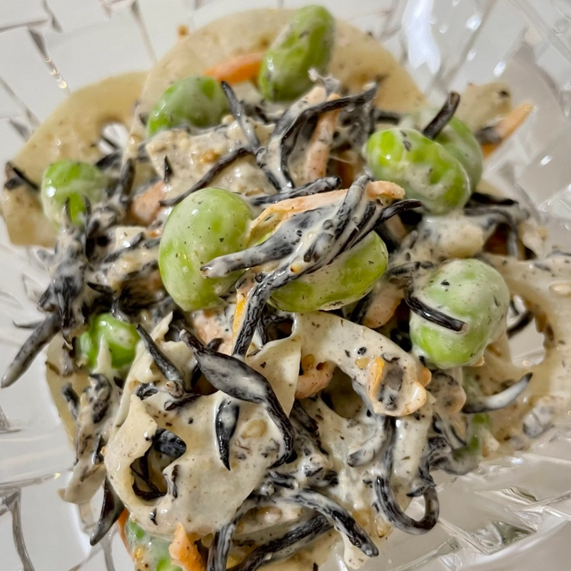 Japanese Deli Style Lotus Root and Hijiki Sesame Mayo Salad