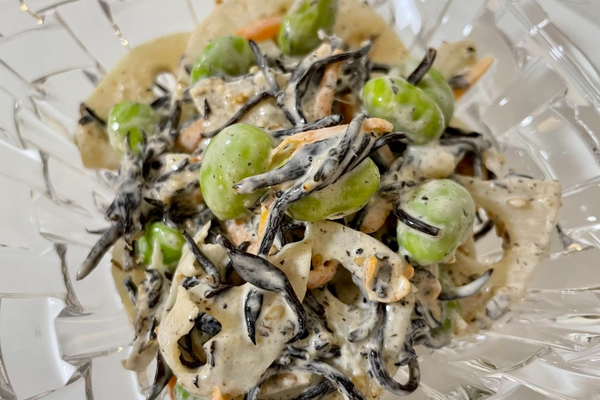 Japanese Deli Style Lotus Root and Hijiki Sesame Mayo Salad