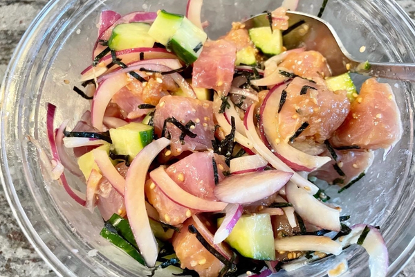 Tuna Poke Style Salad with Soft Cooked Egg
