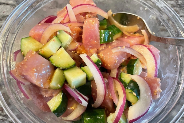 Tuna Poke Style Salad with Soft Cooked Egg