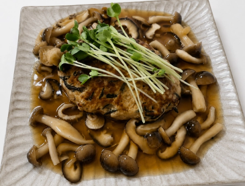 Hijiki Tofu Hamburg Steaks with Mushroom Sauce