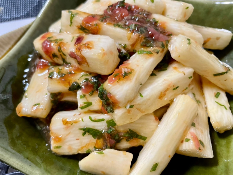 Nagaimo with Ume, Shiso, and Bonito Flakes