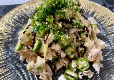 豚しゃぶと長芋オクラのネバネバ和え