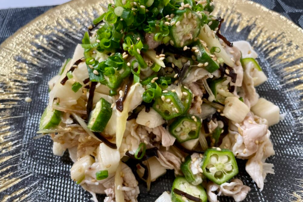 日式涮豬肉拌山藥秋葵