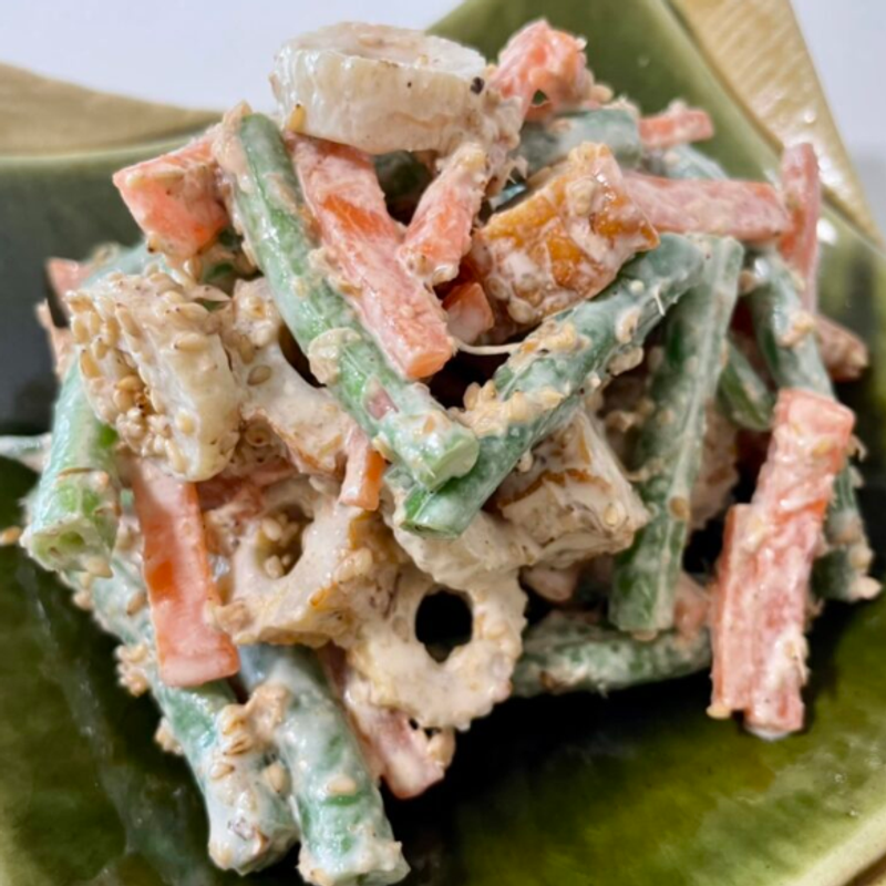 Sesame Mayo Green Beans and Chikuwa Salad