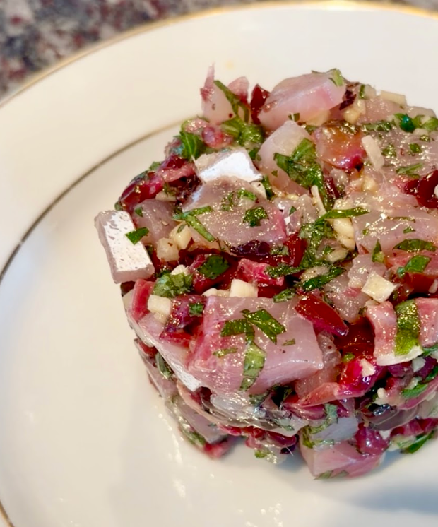 Japanese Amberjack Tartare with Shibazuke