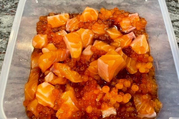 Soy Marinated Salmon and Ikura