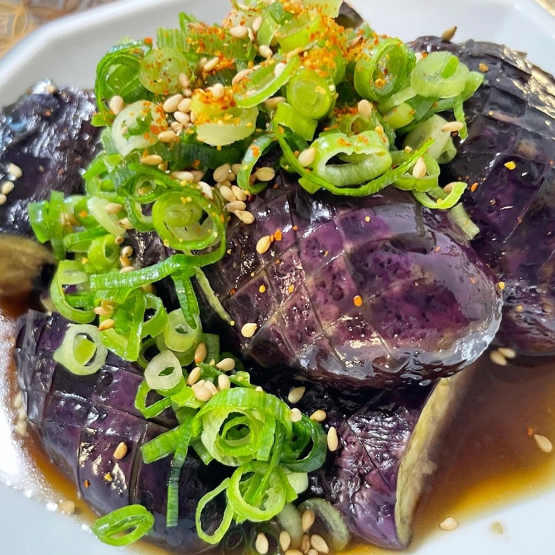 Japanese Eggplant Nibitashi with Ginger