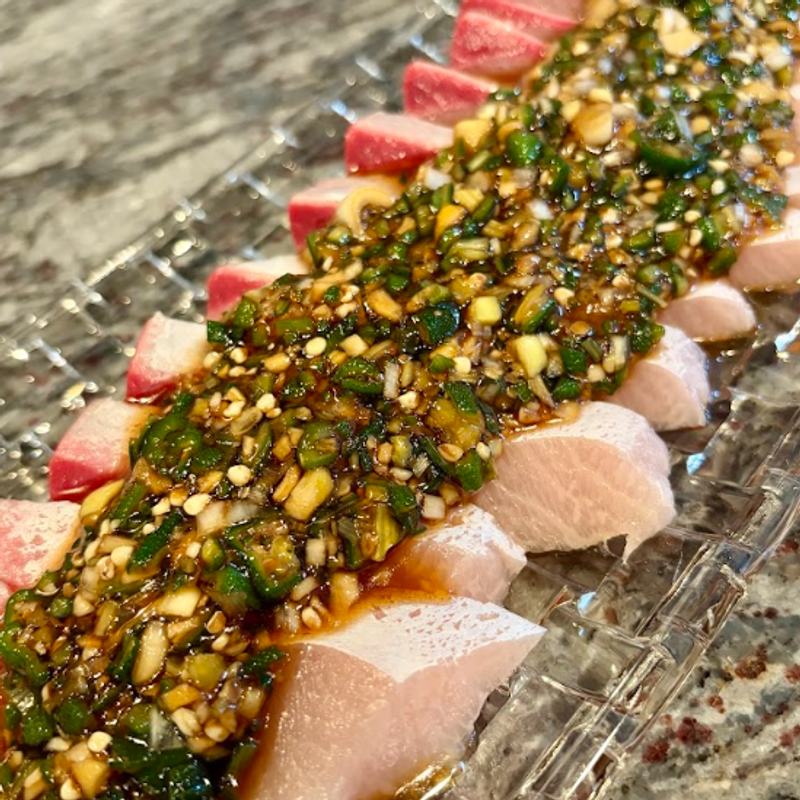Yellowtail with Chopped Okra Sauce