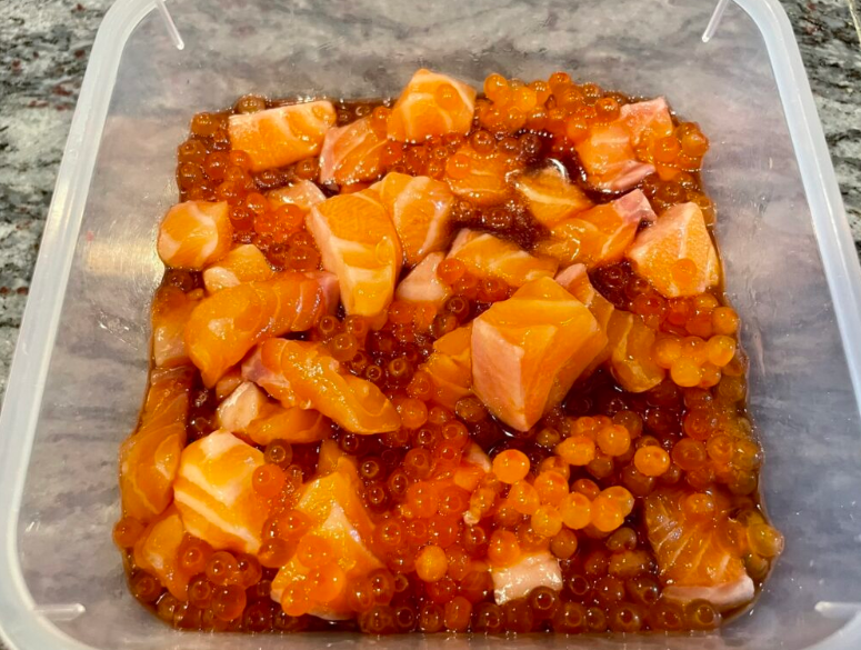 Soy Marinated Salmon and Ikura