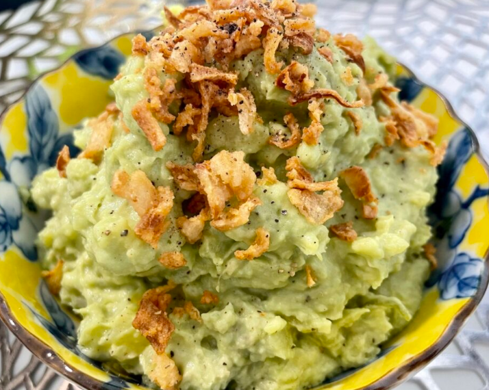 Creamy Avocado Potato Salad with Pickled Daikon