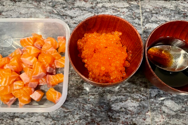 Soy Marinated Salmon and Ikura