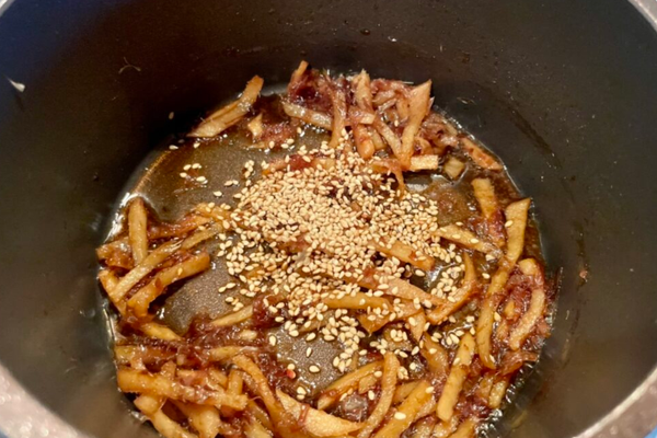 Add the sesame seeds.