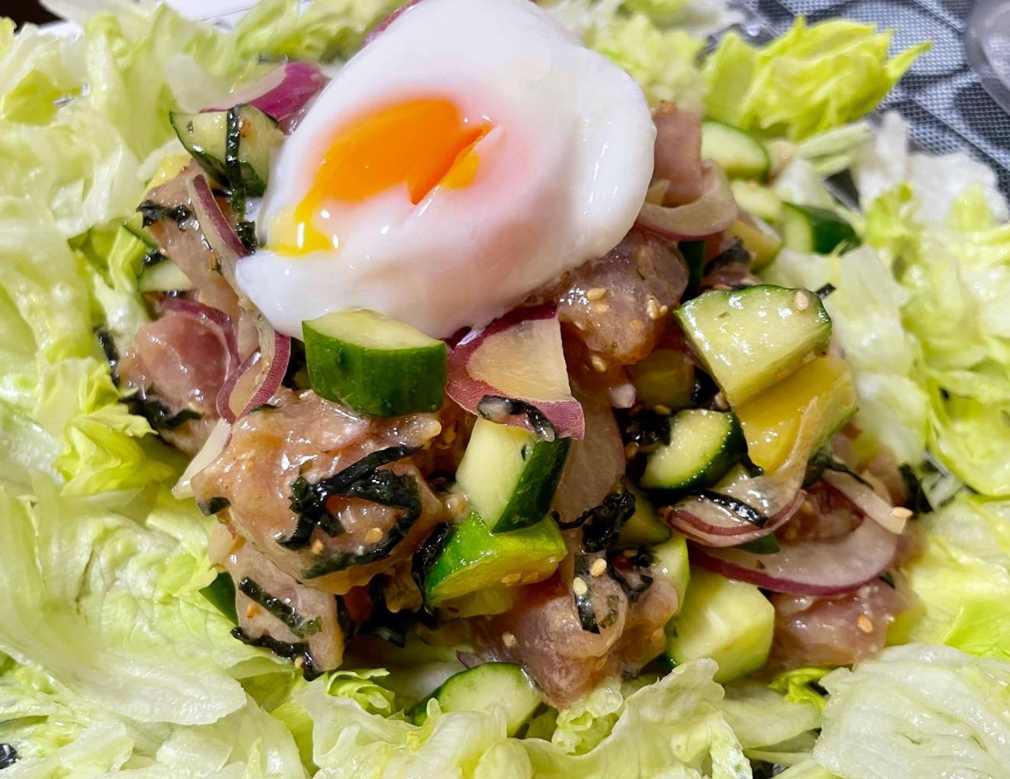 Tuna Poke Style Salad with Soft Cooked Egg