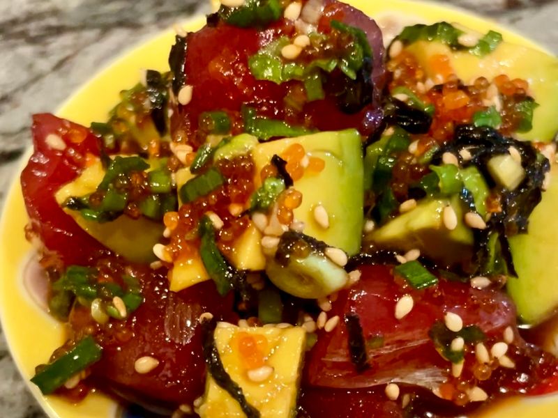 Japanese style poke with tune and avocado