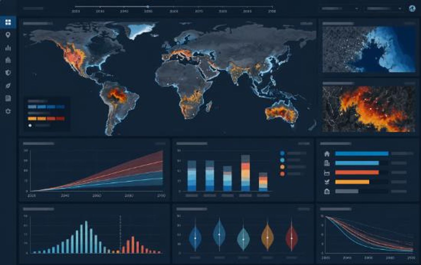Global climate reporting dashboard with maps and analytics