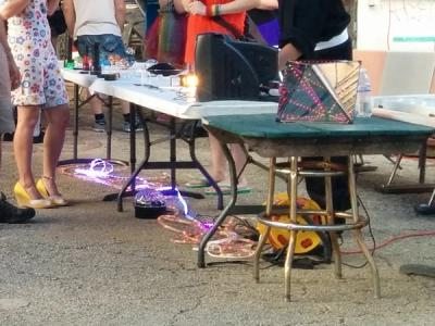 Octahedral infinity mirror in the wild at a pop-up art show and party