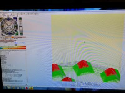Camera photo of a computer screen displaying the progress for the vertex connectors being printed