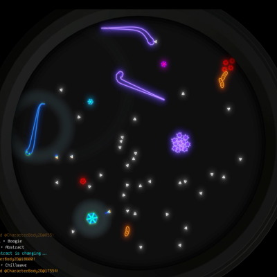 Simulated microscopy of virtual organisms representing musical genres observed in audio