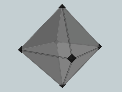 OpenSCAD render of the octahedral infinity mirror 3D model