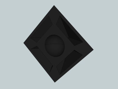 Close-up of the design of one of the octahedral infinity mirror vertex connectors