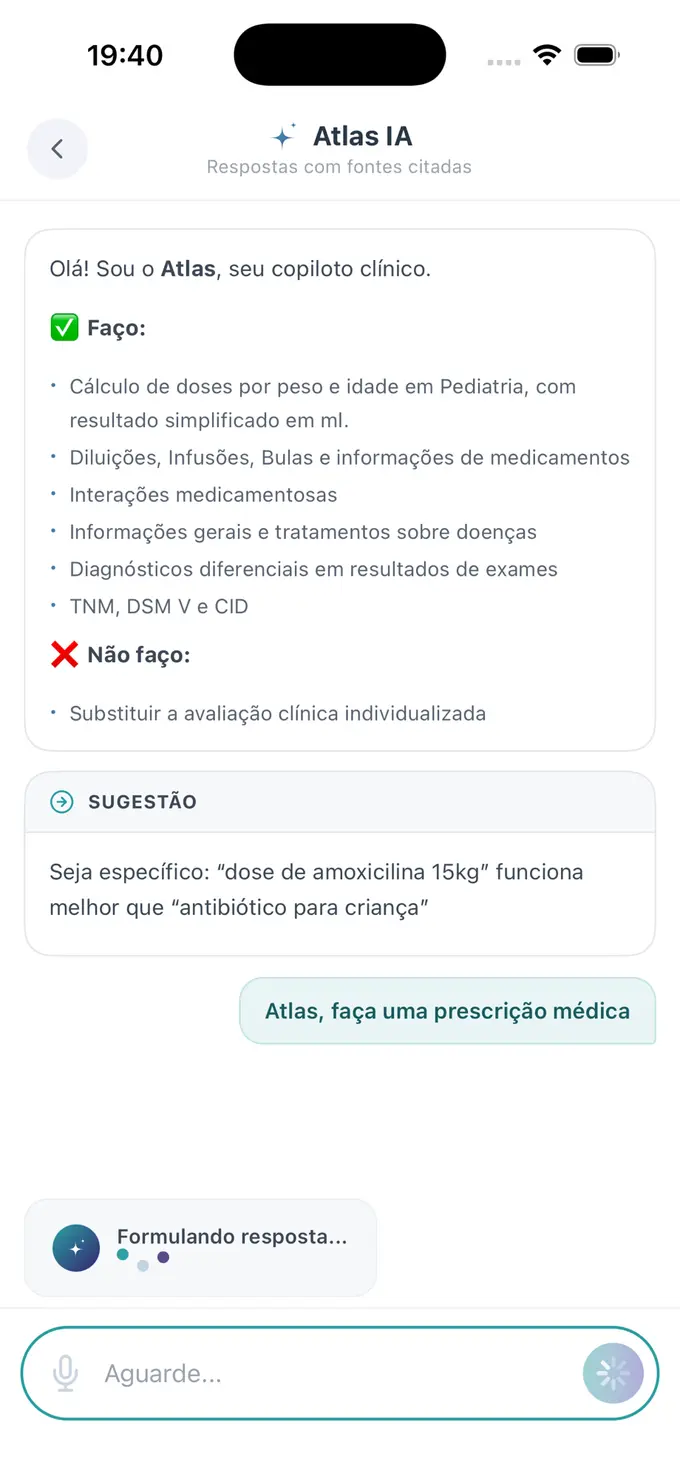 Atlas 2.0 copiloto clínico explicando o que faz e o que não faz