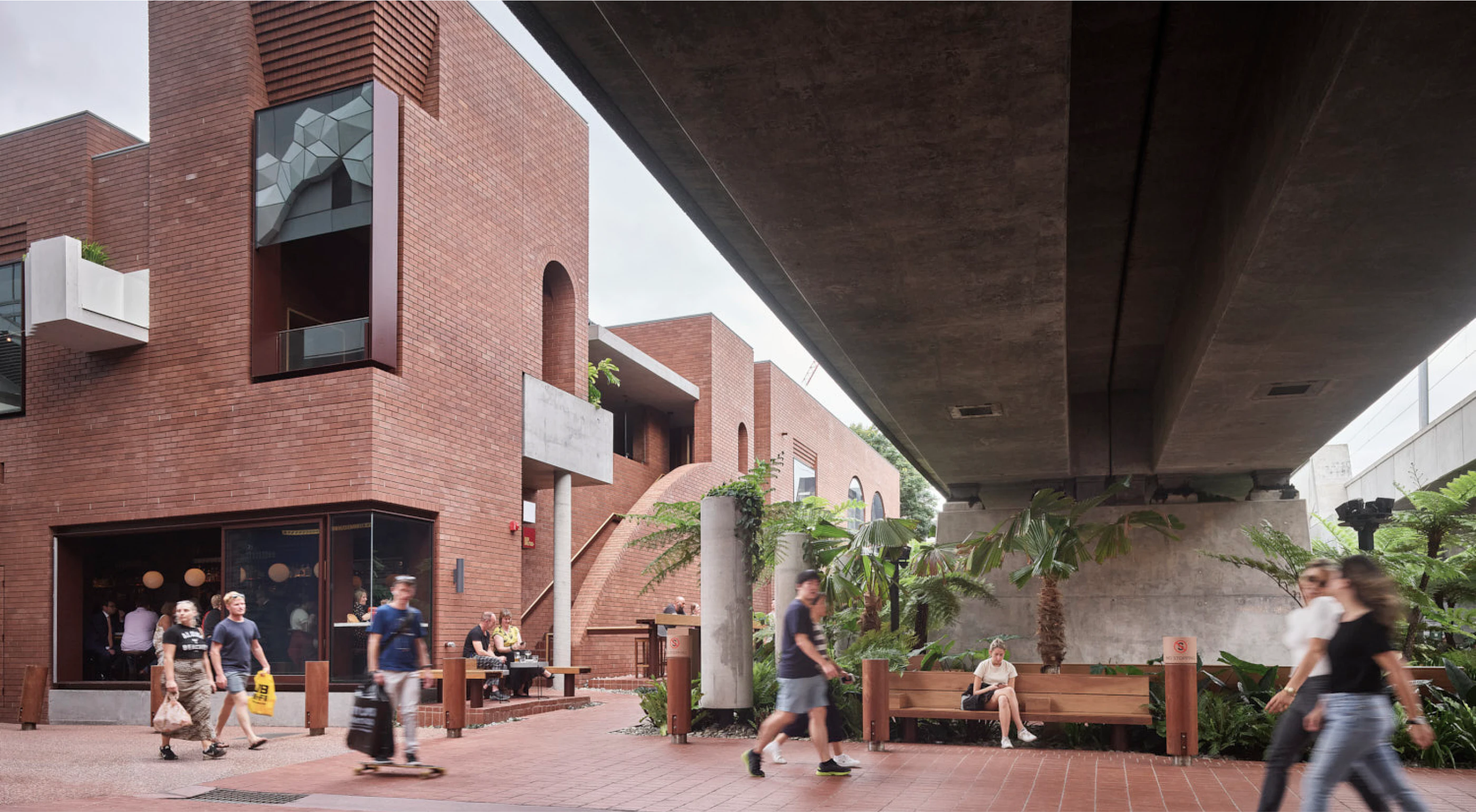 Fish Lane Town Square by Aria, dining and art precinct located in South Brisbane.