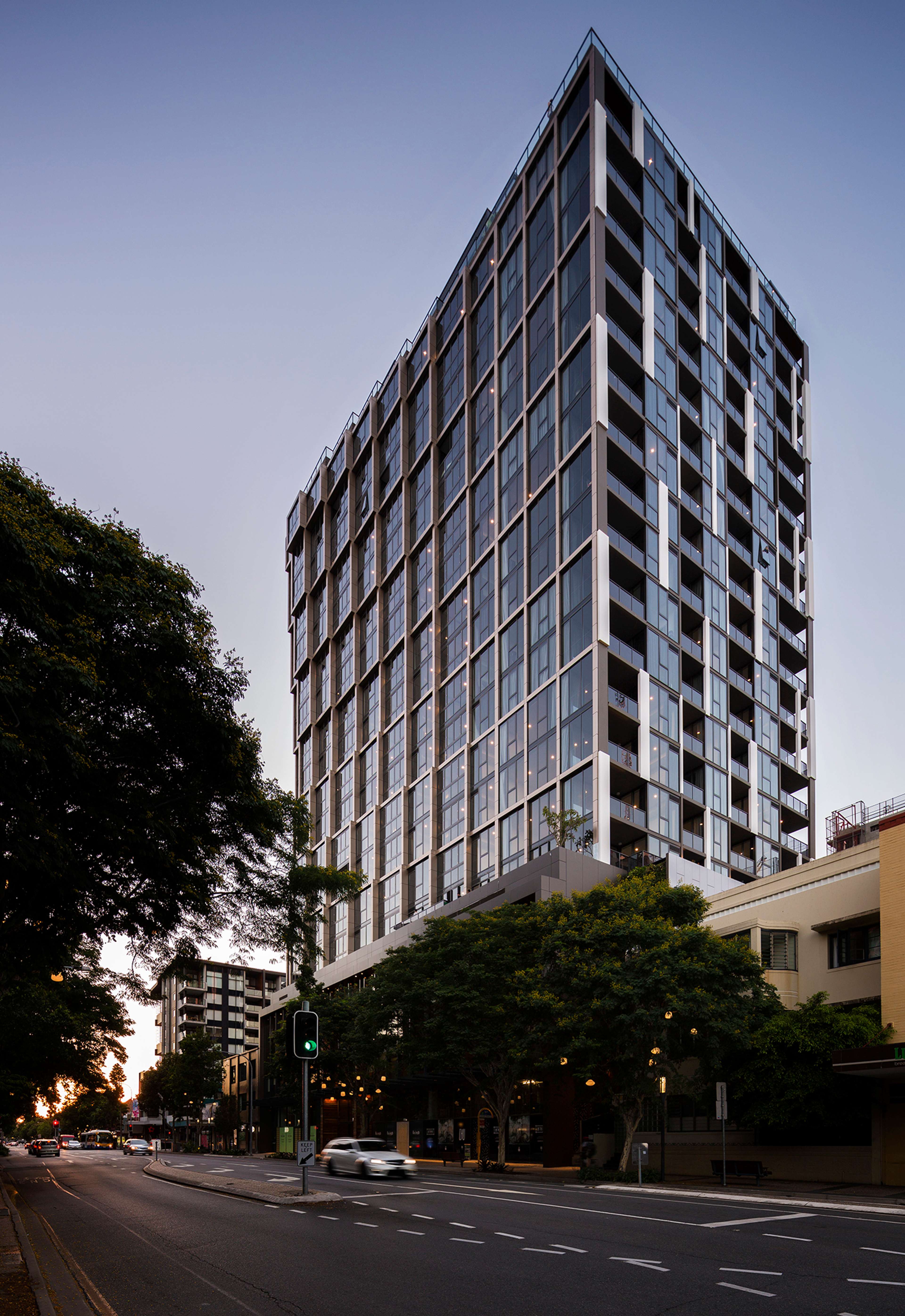Impressive, modern architecture with a uniquely stepped profile, towering 20 levels over Melbourne Street.