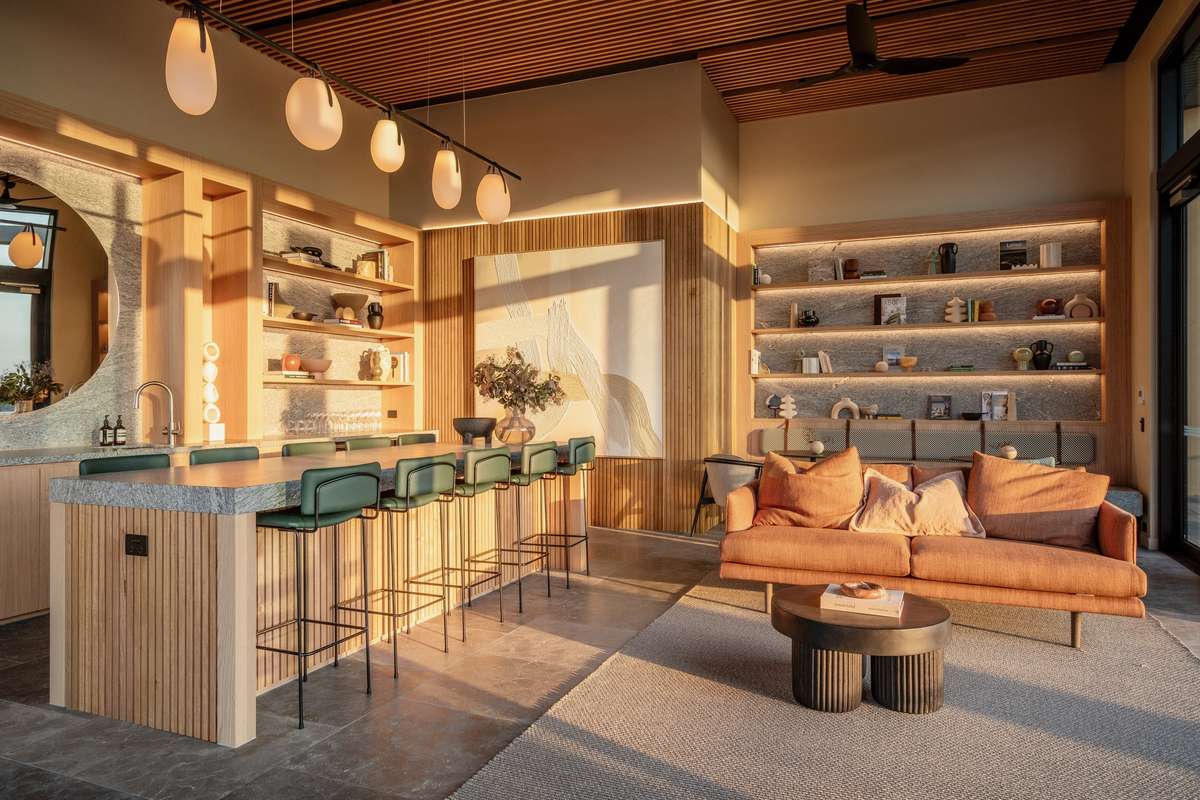 Trellis by Aria, beautifully curated and styled residents lounge located 20 Edmondstone Street, South Brisbane.