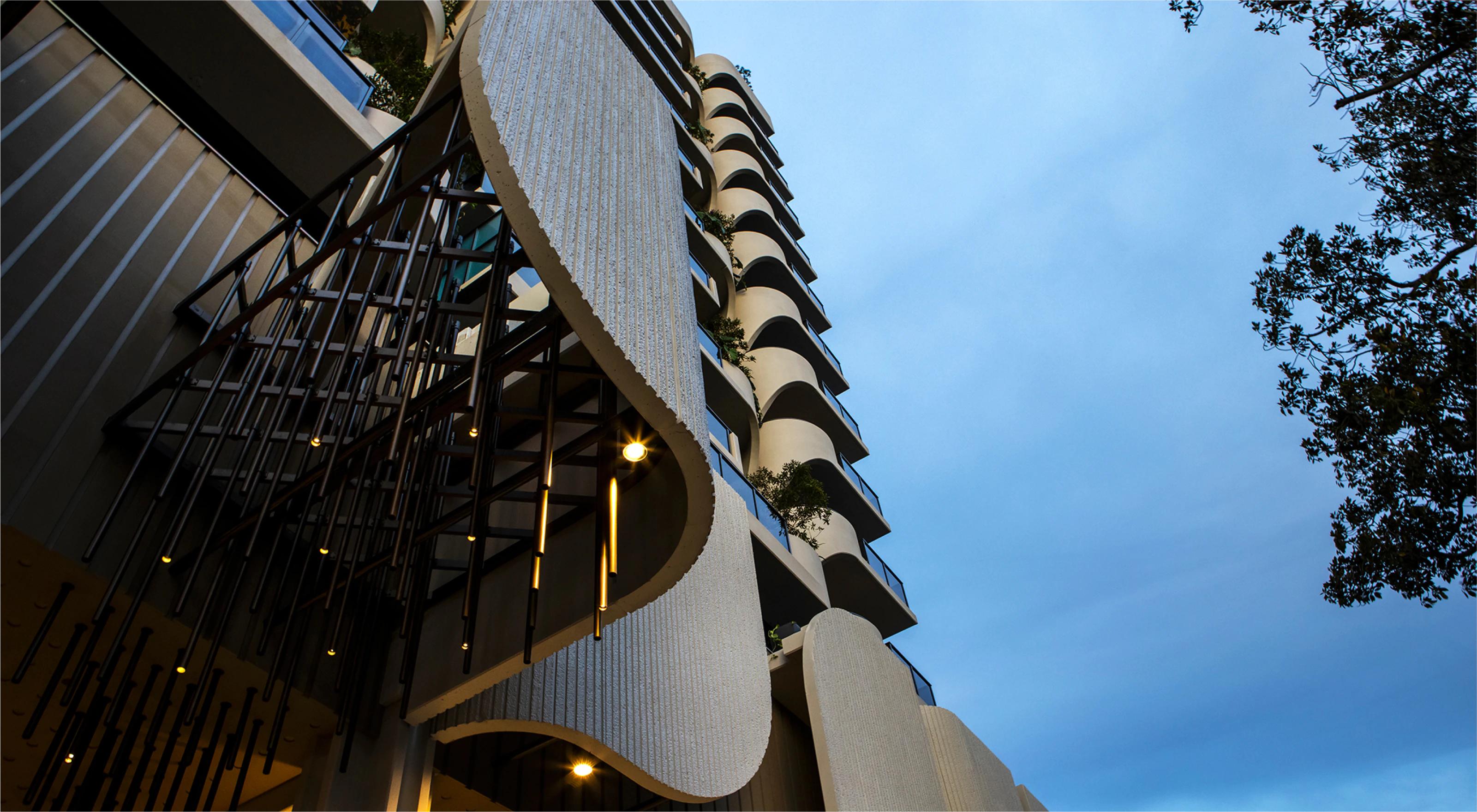 Inspired by the leafy and tranquil suburb of West End, TreeHouse by Aria is a luxury apartment development that merges lush greenery with an architecturally striking form.