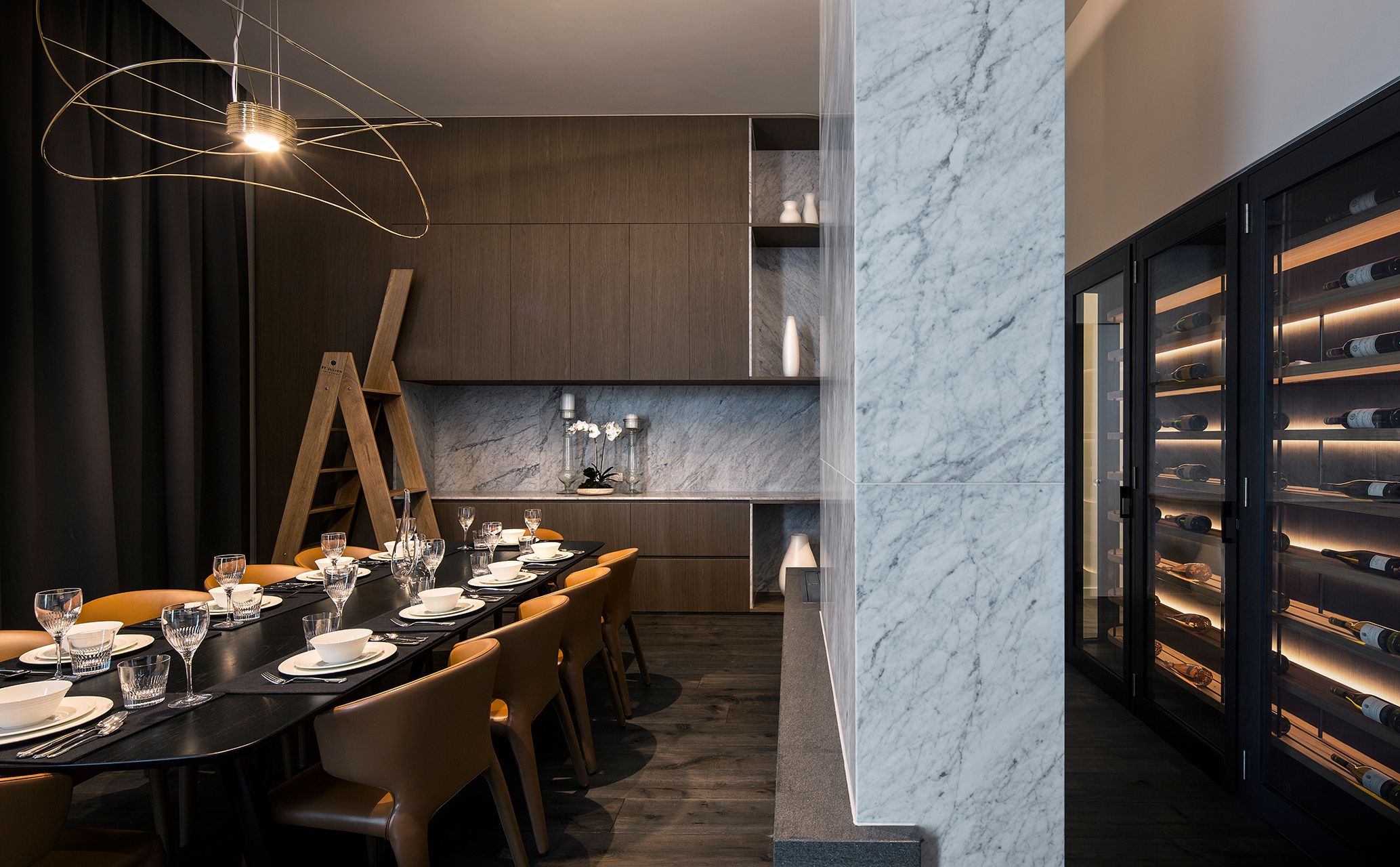 St Julien by Aria, resident dining room with wine cellar.