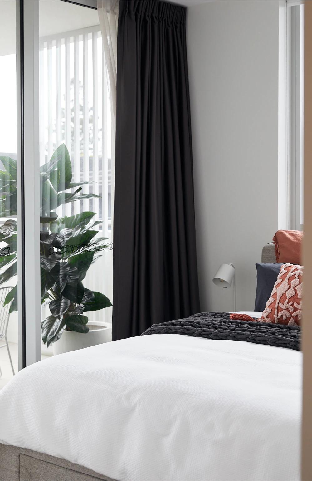 Amira by Aria located in East Brisbane, luxury apartment bedroom.