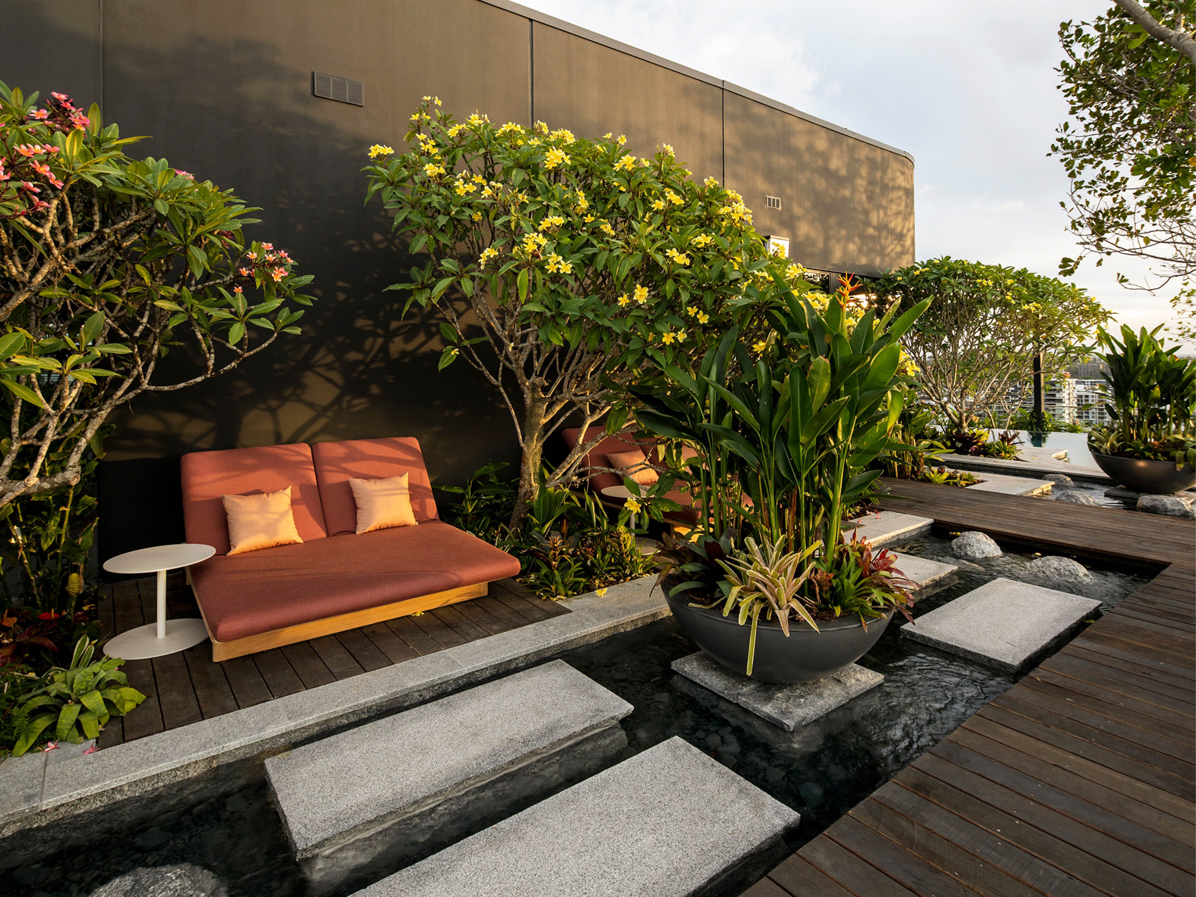 TreeHouse by Aria, luxury apartment rooftop swimming pool with views of Brisbane city.