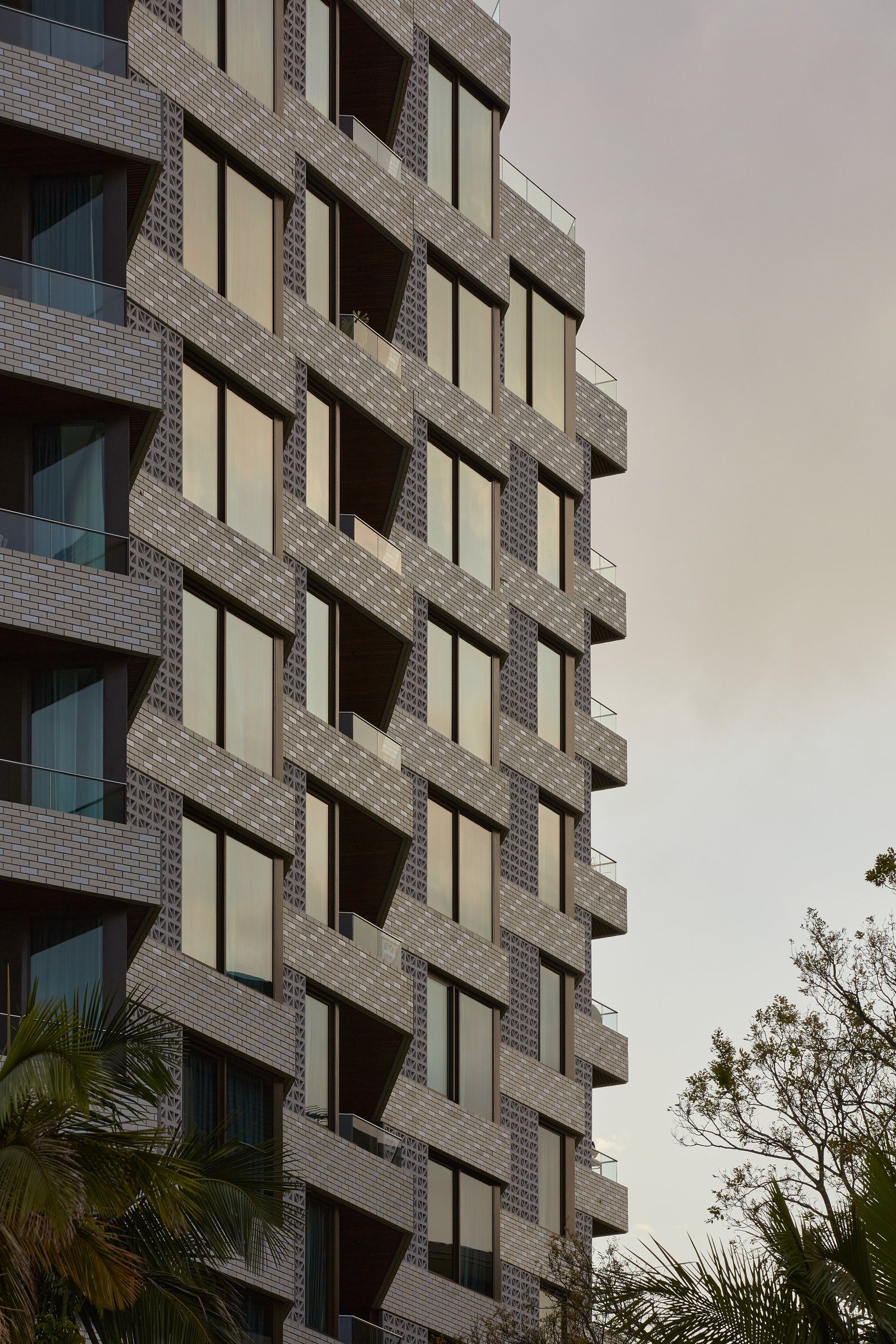 Brick facade of Rivière by Aria, Kangaroo Point