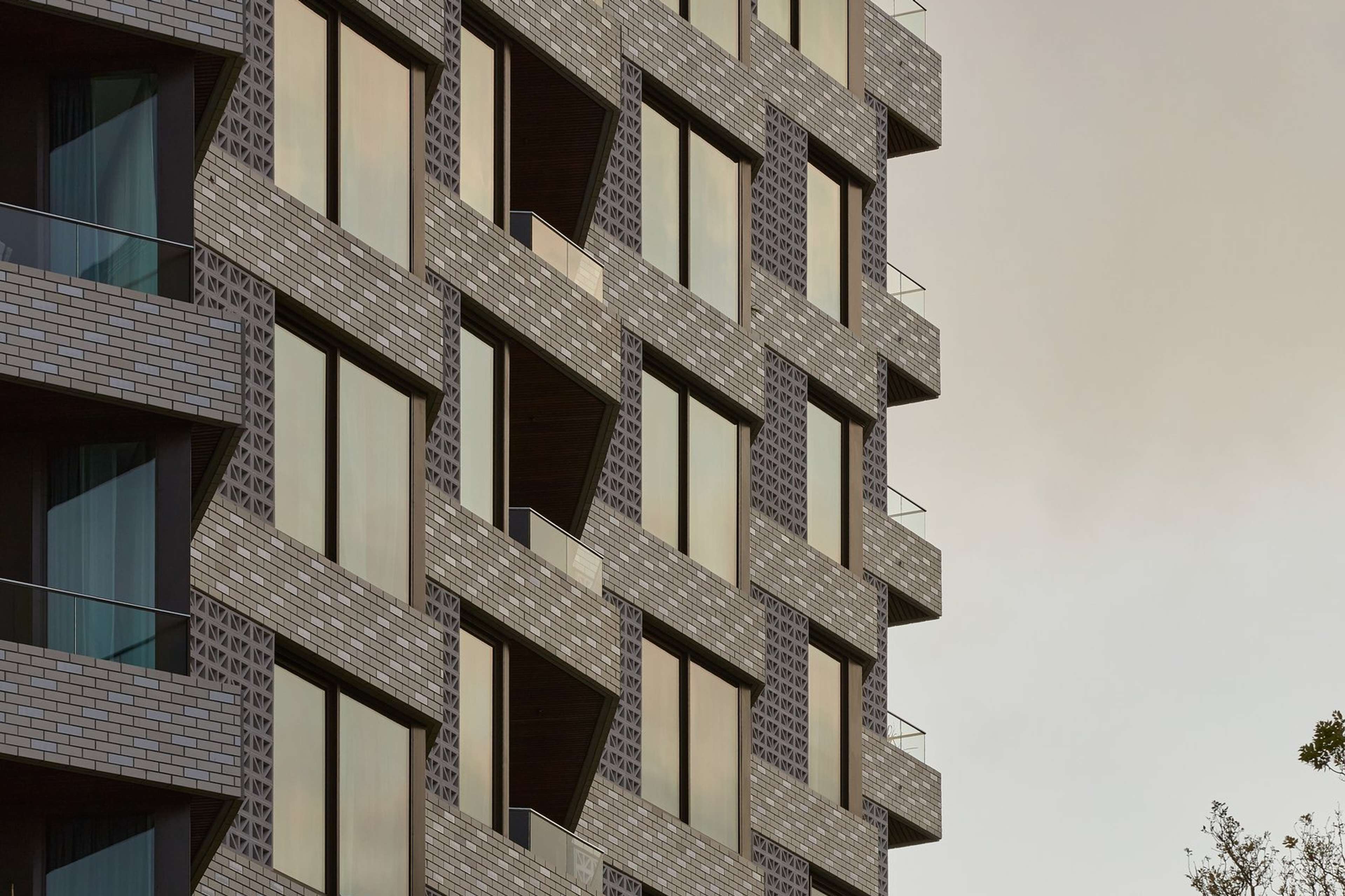 Brick facade of Rivière by Aria, Kangaroo Point