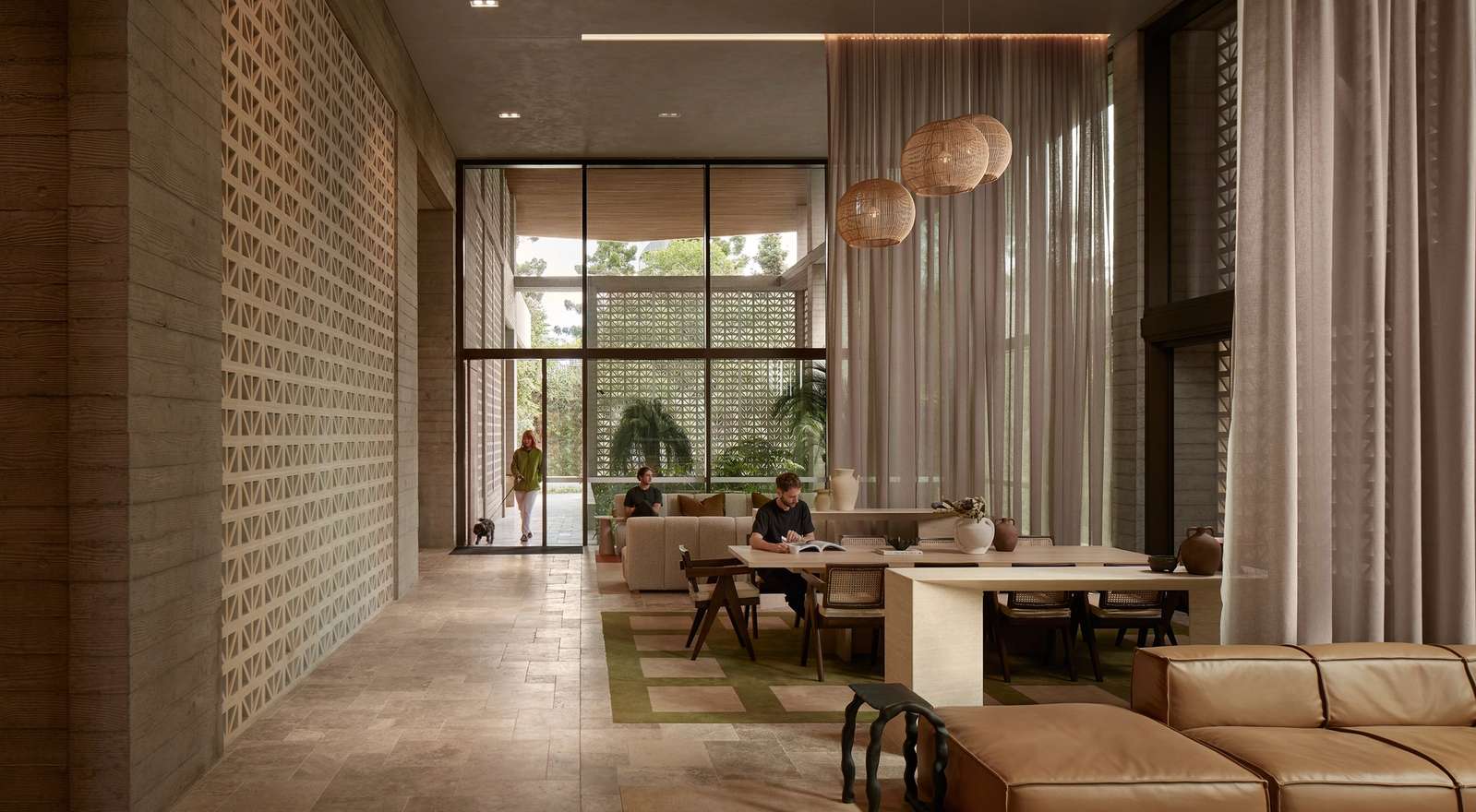 Riviere by Aria, luxury apartment development foyer and co-working area.