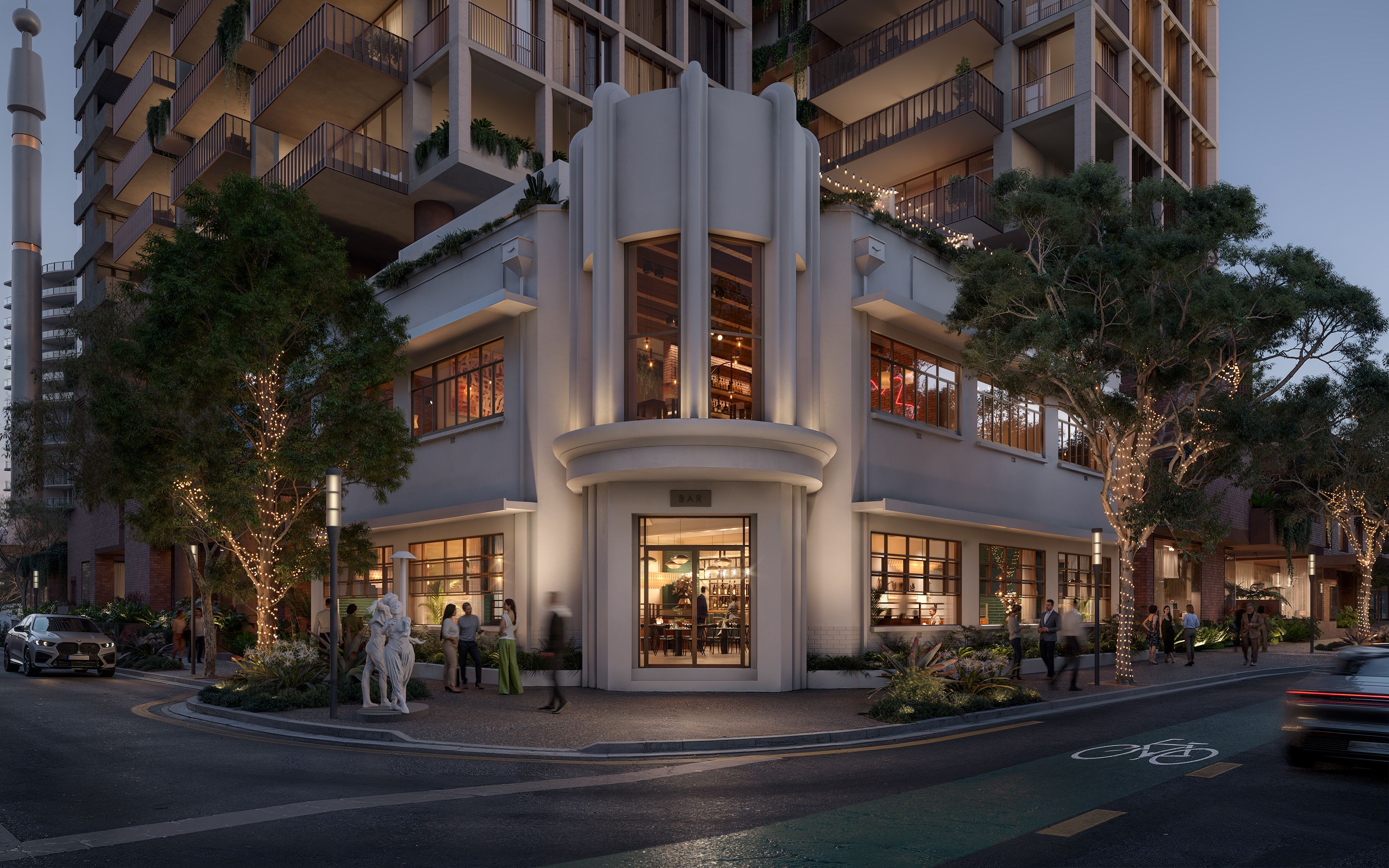 Bond's Sweet Factory, the restored Art Deco building on Melbourne Street