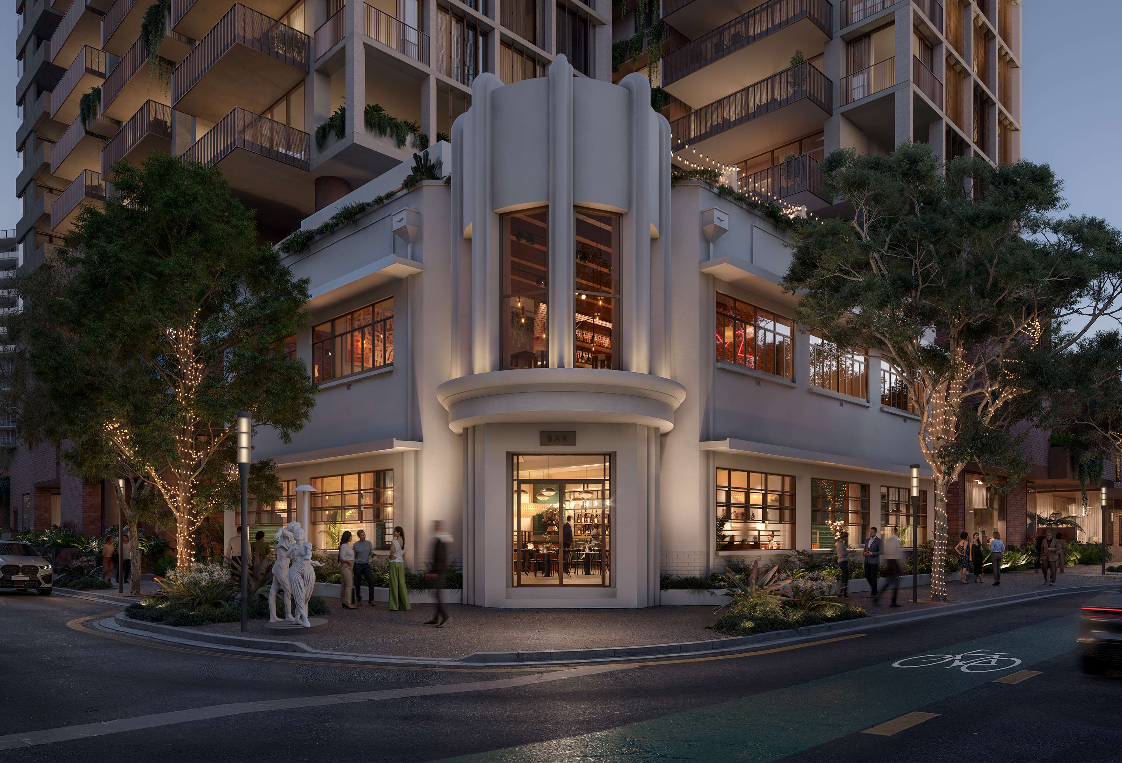 Bond's Sweet Factory, the restored Art Deco building on Melbourne Street