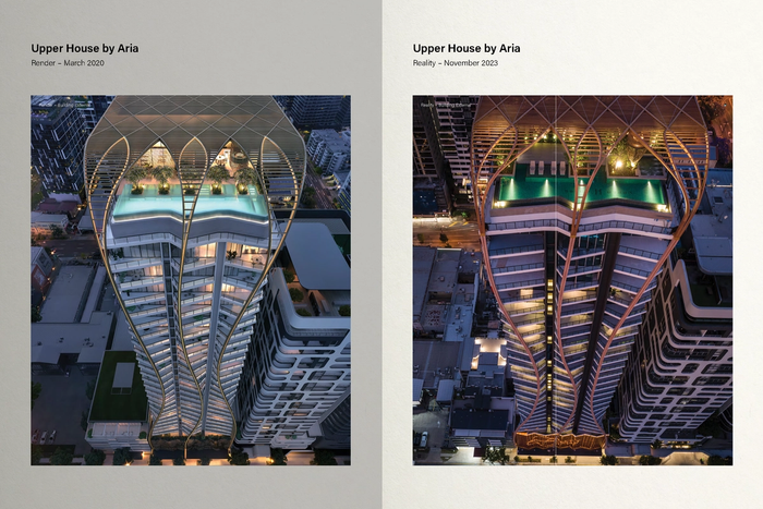 Upper House by Aria in Brisbane, Render Vs. Reality.