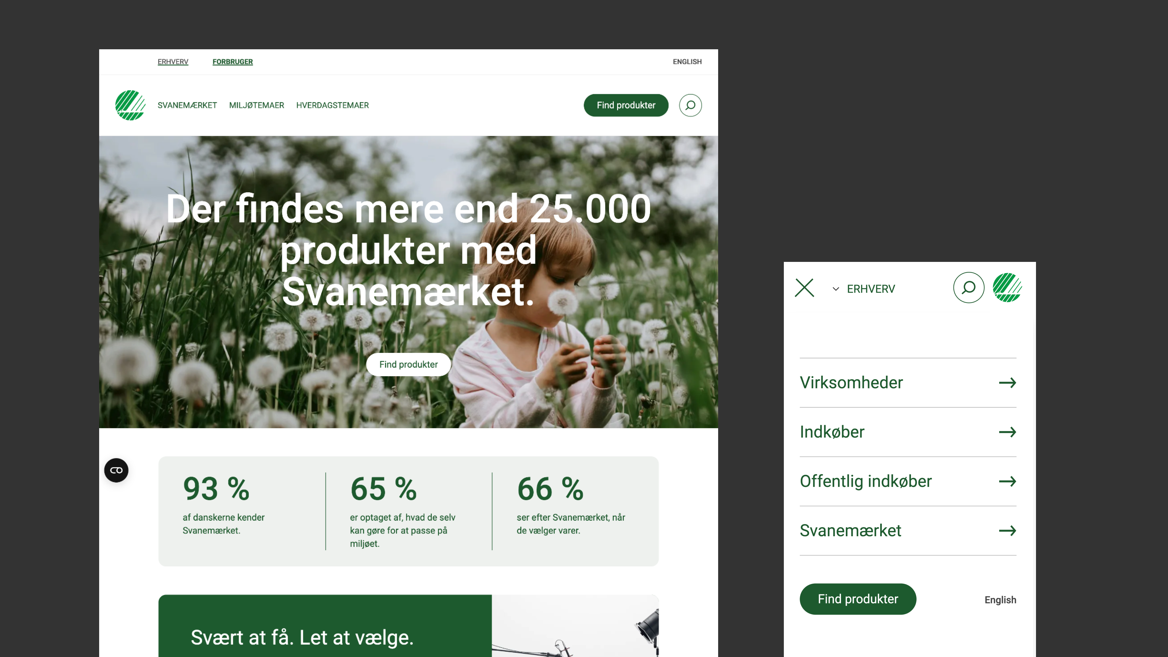 Screenshots of Svanemærket