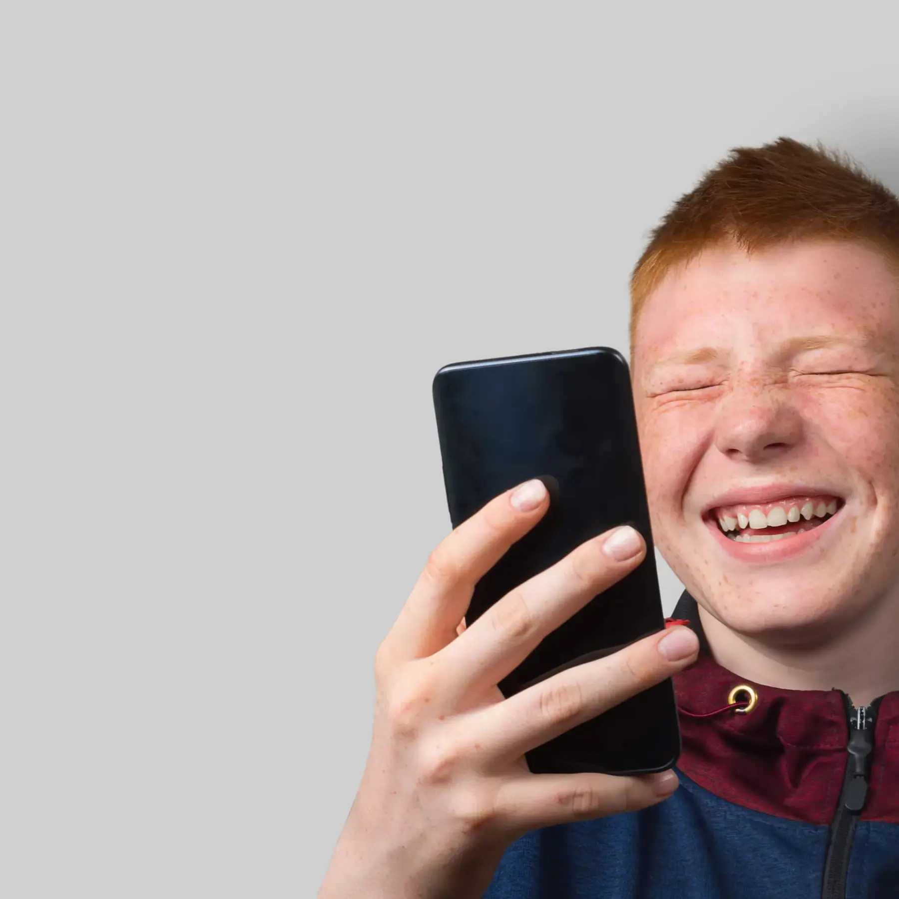 Happy boy with smartphone